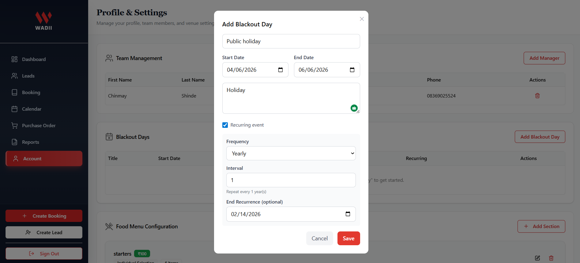 Banquet management software muhurat and premium wedding date calendar